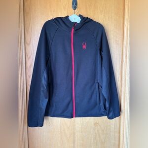 Spyder Men’s Constant Full Zip Hooded Jacket-Size: L-Color: Black/Red-Preowned